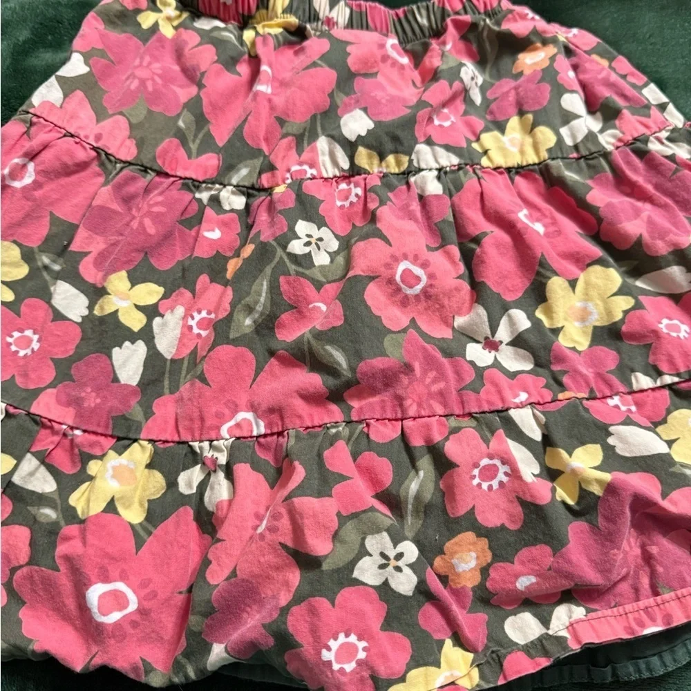 Vintage 2013 GYMBOREE Floral Tiered Skirt in Pink and Green